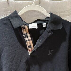 Burberry Black Polo Shirt with Check Detail